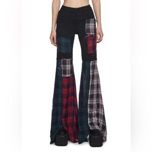 NWOT Current Mood Better Together Plaid Panels Jeans Sz M